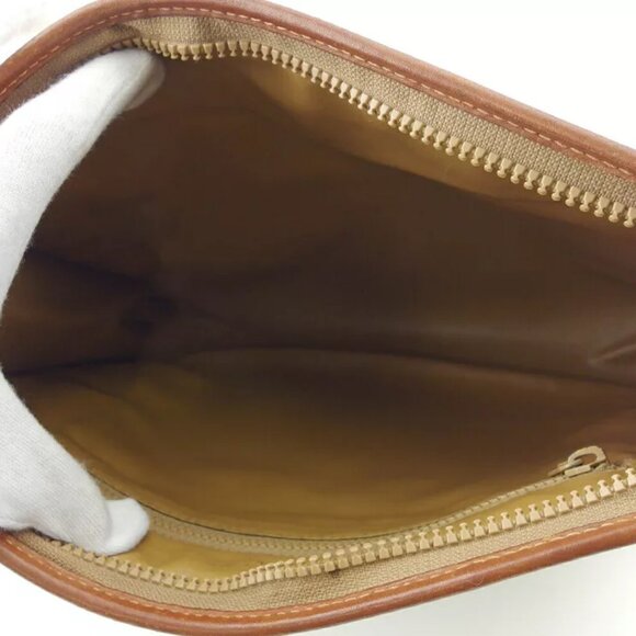 CELINE Clutch Bag Macadam Beige PVC ?~ Leather Authentic - Picture 9 of 9